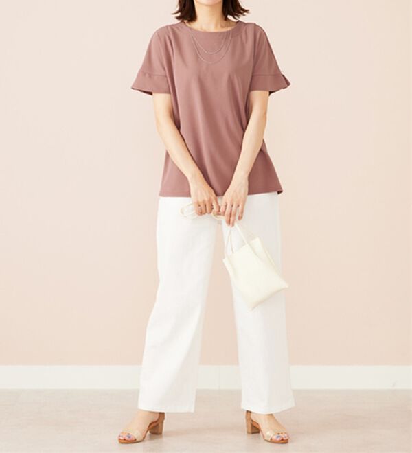 BELLUNA（ベルーナ）の「ジョーゼット素材袖パールブラウス（ブラウス）」｜詳細画像