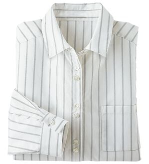 BELLUNA（ベルーナ）の「アイロンいらずの形態安定シャツ（シャツ）」｜オフ白系ストライプ