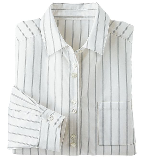 BELLUNA（ベルーナ）の「アイロンいらずの形態安定シャツ（シャツ）」｜オフ白系ストライプ