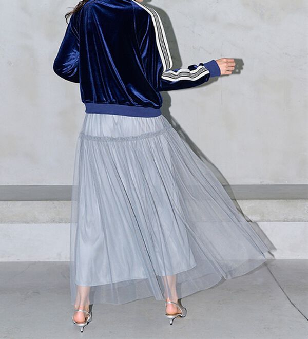 RANAN（ラナン）の「ふわっと可愛いフリルギャザーチュールスカート（ロングスカート）」｜詳細画像