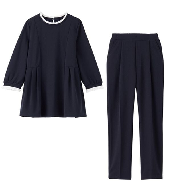 GeeRA（ジーラ）の「【２点セット】バイカラーフリル衿ブラウスセットアップ（その他スーツ）」｜詳細画像