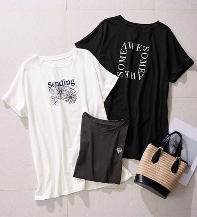 Viola e Viola（ヴィオラ エ ヴィオラ）の「【柄が選べる】大人の華やかプリントチュニックＴシャツ（チュニック）」
