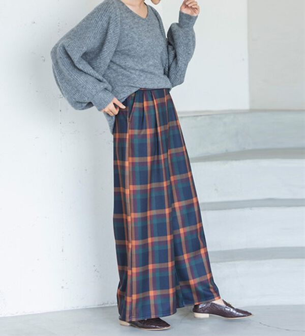 柔らかあったか！裏起毛ロングフレアガウチョパンツ - ベルーナ【公式】