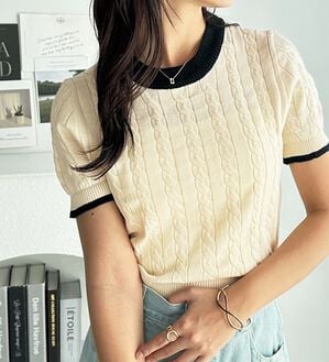 GeeRA（ジーラ）の「ケーブル編みニットトップス（ニット・セーター）」｜詳細画像