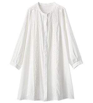 BELLUNA（ベルーナ）の「シアー素材マーガレットレース使いチュニック（チュニック）」｜オフ白