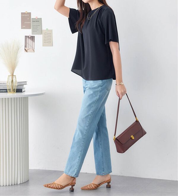 alotta（アロッタ）の「【接触冷感】前後２ＷＡＹギャザーブラウス（半袖）（ブラウス）」｜詳細画像