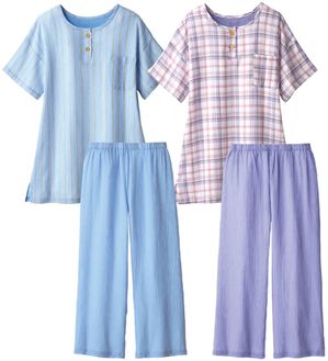 LAVIENNE（ラヴィエンヌ）の「【２着組】サラッと涼感楊柳パジャマ（パジャマ・ルームウェア）」｜2着組