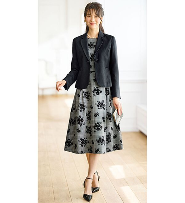 花柄フロッキー素材ワンピースアンサンブル - ベルーナ【公式】 