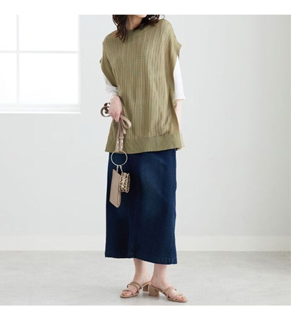 BELLUNA（ベルーナ）の「サイドリボン使いニットベストアンサンブル（アンサンブル）」｜詳細画像