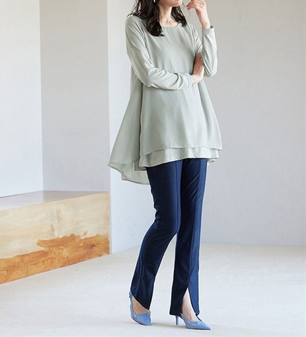 RANAN（ラナン）の「異素材切替フレアーチュニック（チュニック）」｜詳細画像