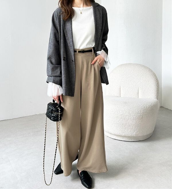 GeeRA（ジーラ）の「美脚ストレッチワイドパンツ（ワイドパンツ・ガウチョ）」｜詳細画像