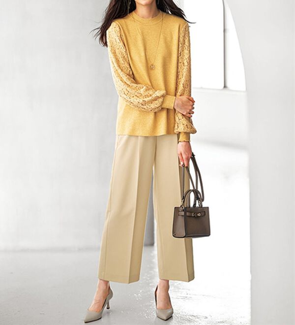 BELLUNA（ベルーナ）の「袖起毛レースニットプルオーバー（ニット・セーター）」｜詳細画像