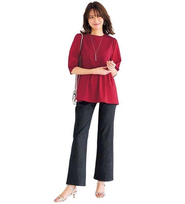 BELLUNA（ベルーナ）の「異素材切替ペプラムチュニック（チュニック）」｜詳細画像