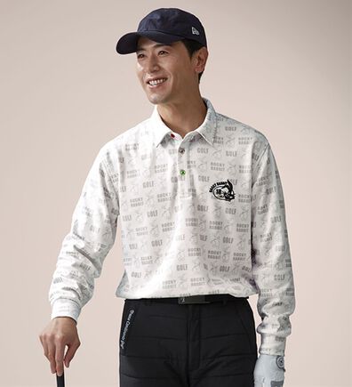 「＜ロッキーラビット＞総柄裏シャギーポロ（メンズカットソー）」