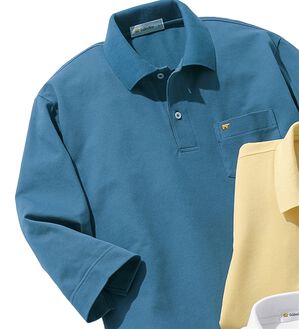 「＜ゴールデンベア＞上質国産ポロシャツ（メンズシャツ）」｜スモーキーブルー(7分袖)
