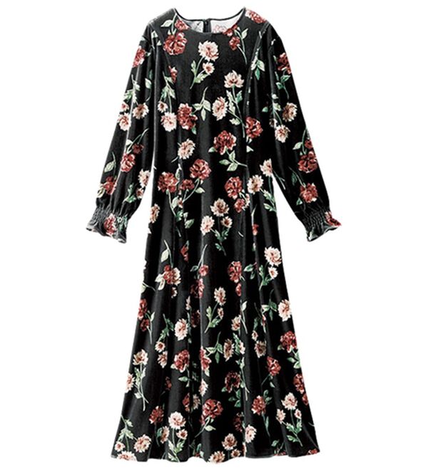 BELLUNA（ベルーナ）の「花柄プリントベロアワンピース（その他ワンピース）」｜詳細画像