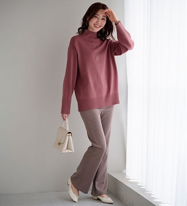 BELLUNA（ベルーナ）の「シュッと体型カバー！ジャストフィットフレアーパンツ（フルレングスパンツ）」｜詳細画像