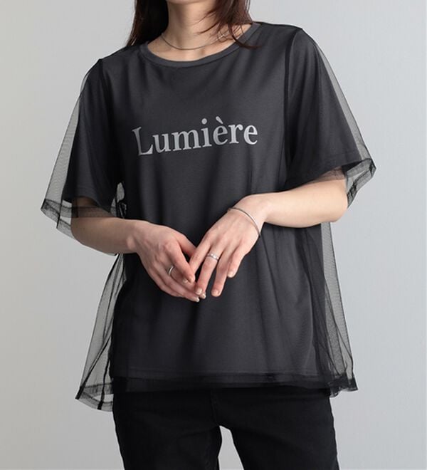RANAN（ラナン）の「チュールロゴＴシャツ（Tシャツ）」｜ブラック