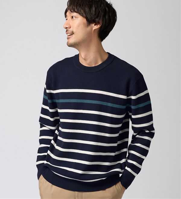 REMEN'S（リメンズ）の「【洗える】やわらかタッチボーダークルーネックセーター（メンズニット・セーター）」｜詳細画像