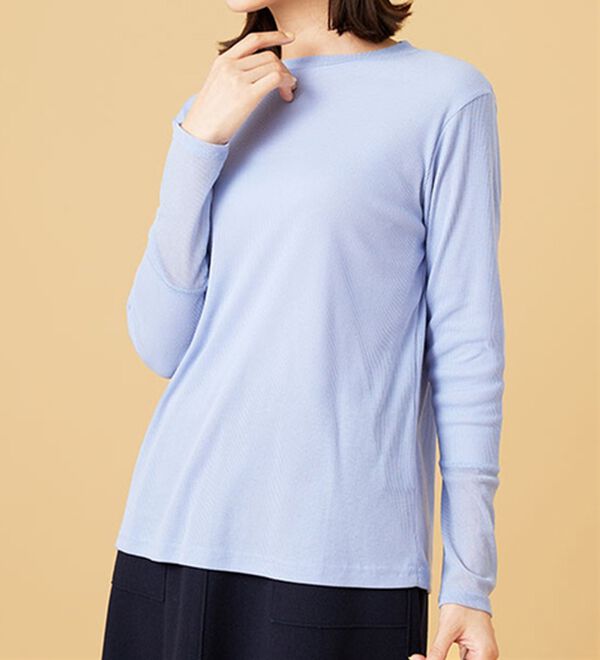 BELLUNA（ベルーナ）の「衿＆袖ラメチュール切替プルオーバー（カットソー）」｜詳細画像