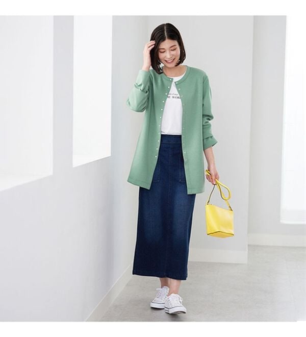 BELLUNA（ベルーナ）の「時短コーデ！ダンボール素材ロングカーデアンサンブル（アンサンブル）」｜詳細画像