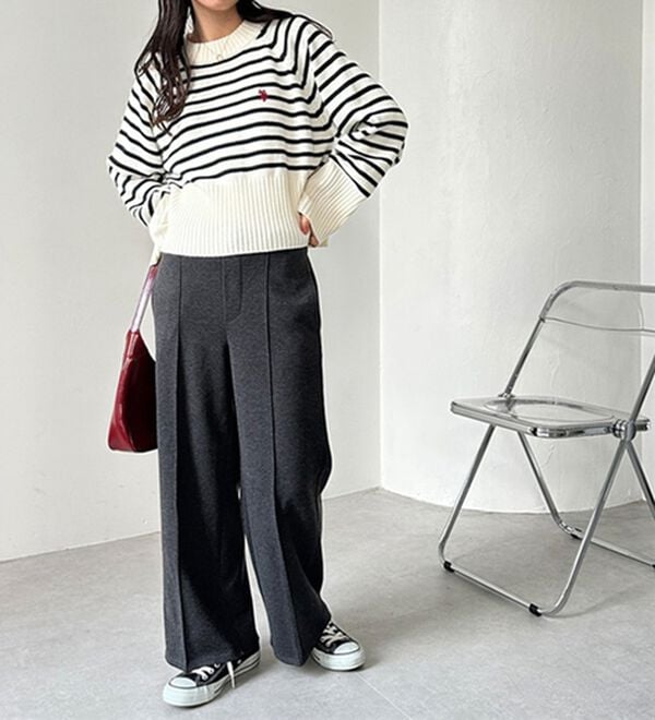 GeeRA（ジーラ）の「美脚ストレッチセミワイドパンツ（ワイドパンツ・ガウチョ）」｜詳細画像