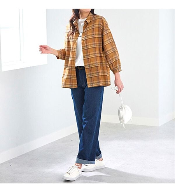 BELLUNA（ベルーナ）の「着るＵＶ対策！綿１００％デザインチェックシャツ（シャツ）」｜詳細画像