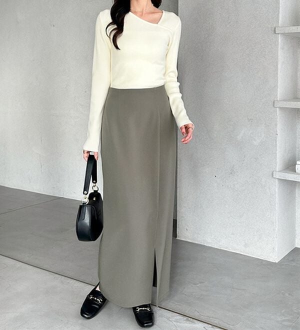 GeeRA（ジーラ）の「オンオフ着られる！スリットタイトスカート（ロングスカート）」｜詳細画像