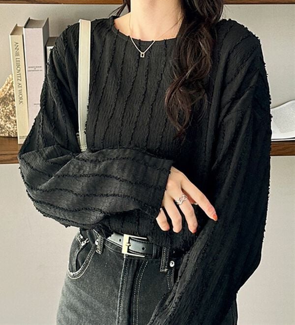 GeeRA（ジーラ）の「シャギージャカードボートネックカットソー（カットソー）」｜詳細画像