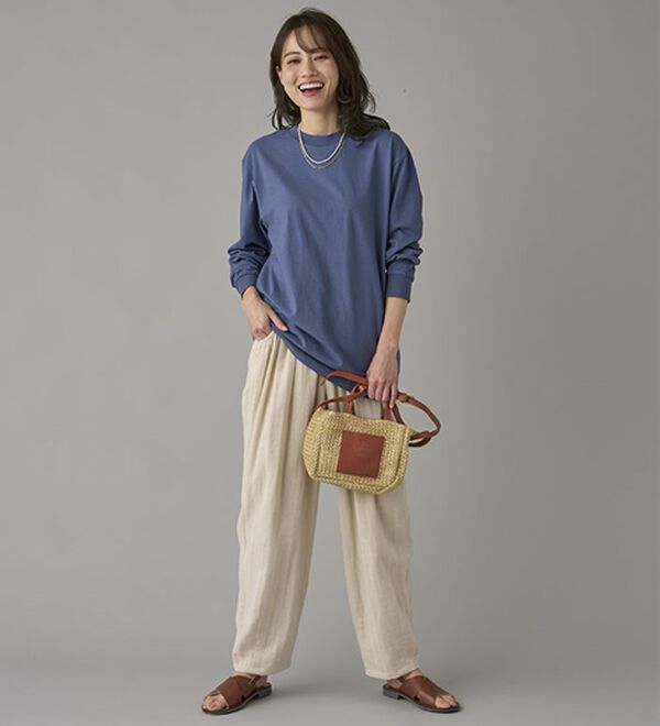 BELLUNA（ベルーナ）の「強撚綿１００％長袖プルオーバー（カットソー）」｜詳細画像