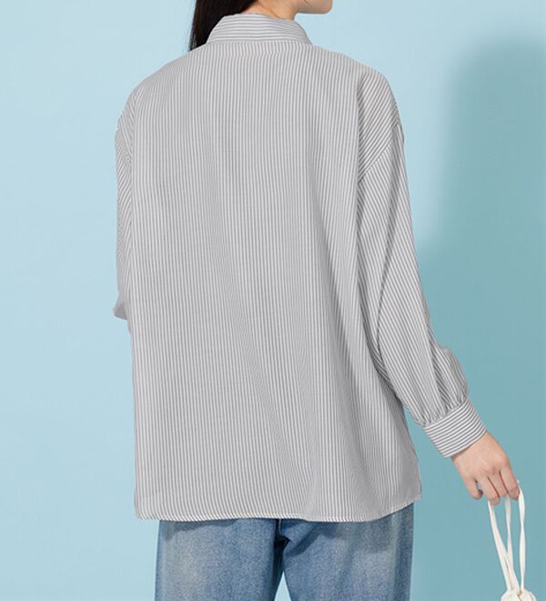 BELLUNA（ベルーナ）の「シアーストライプ素材ベーシックシャツ（シャツ）」｜詳細画像