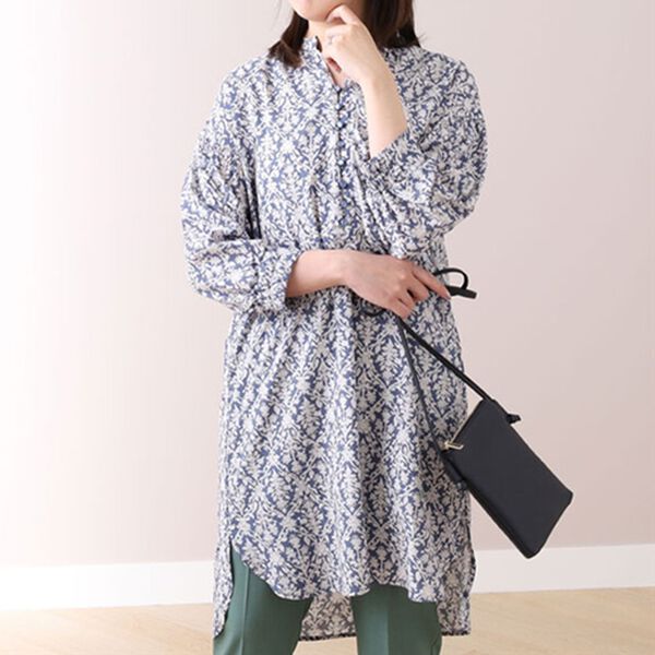 BELLUNA（ベルーナ）の「綿レーヨンスラブ素材プリントワンピース（プリントワンピース）」｜ブルーエスニック柄