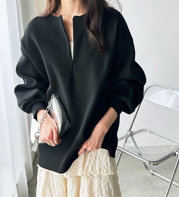 GeeRA（ジーラ）の「ハーフジップニットプルオーバー（ニット・セーター）」｜詳細画像