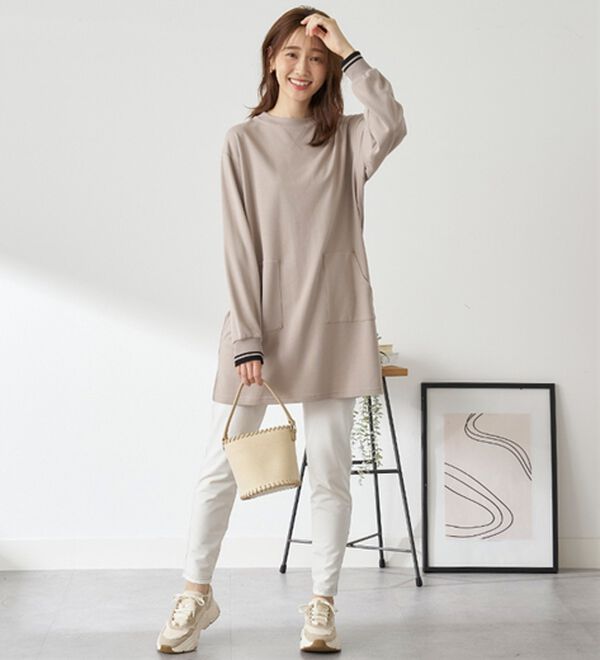 BELLUNA（ベルーナ）の「【メルティポンチ】配色リブ使いチュニック（チュニック）」｜詳細画像