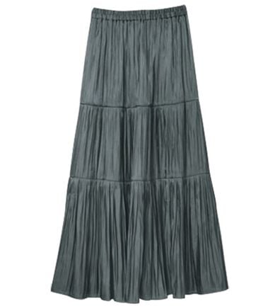 RANAN（ラナン）の「サテンプリーツティアードスカート（ロングスカート）」