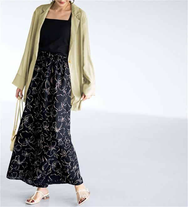 RANAN（ラナン）の「ひんやり！花柄プリントワイドパンツ（ワイドパンツ・ガウチョ）」｜詳細画像