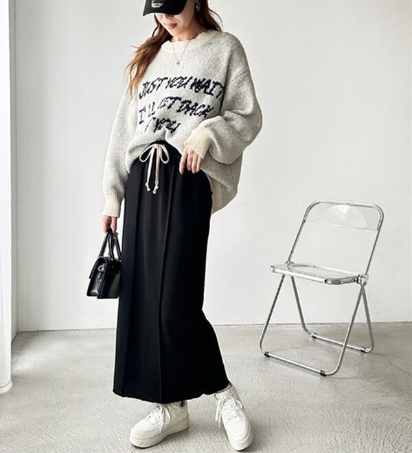 GeeRA（ジーラ）の「すっきり見え！フロントラインスウェットナロースカート（ロングスカート）」｜詳細画像