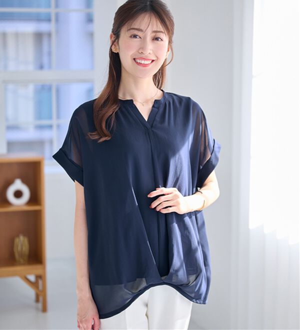 alotta（アロッタ）の「【接触冷感】裾タックふんわりブラウス（ブラウス）」｜詳細画像