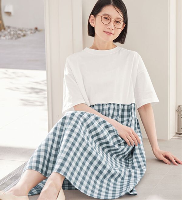 Viola e Viola（ヴィオラ エ ヴィオラ）の「さらひやりコーデ楽ちんドッキングワンピ―ス（ドッキングワンピース）」｜詳細画像