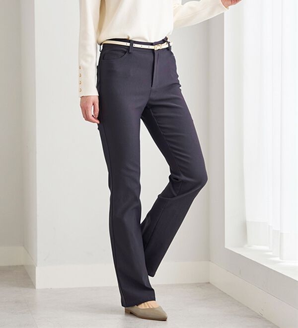 BELLUNA（ベルーナ）の「【選べる裏起毛】静電気防止！ブーツカットヘリンボーンパンツ（フルレングスパンツ）」｜詳細画像