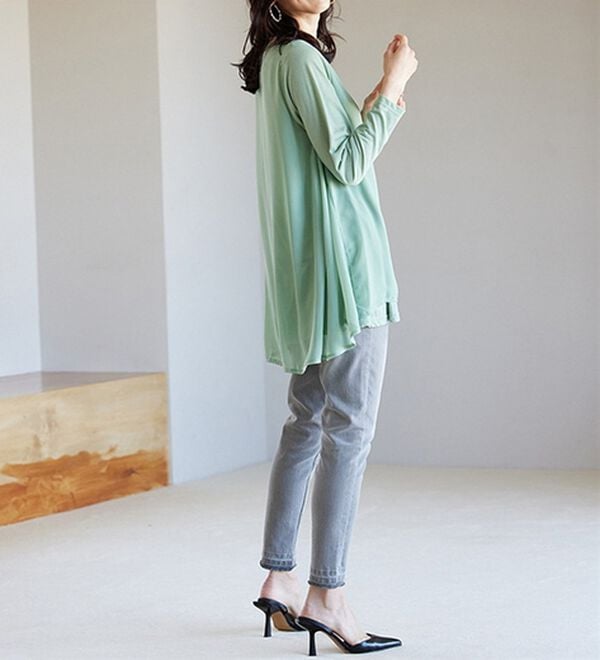 RANAN（ラナン）の「異素材切替フレアーチュニック（チュニック）」｜詳細画像