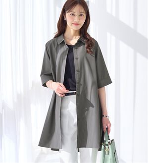 alotta（アロッタ）の「【接触冷感】さらっと快適シャツチュニックワンピース（チュニックワンピース）」｜チャコール