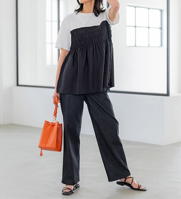 BELLUNA（ベルーナ）の「ヒンヤリ冷感！ライトオンスジーンズ（ワイド）（ワイドパンツ・ガウチョ）」｜詳細画像