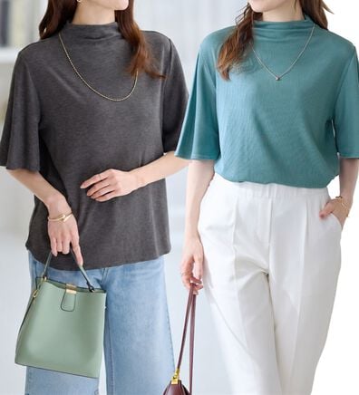 alotta（アロッタ）の「上品フレアー袖リブＴシャツ（カットソー）」