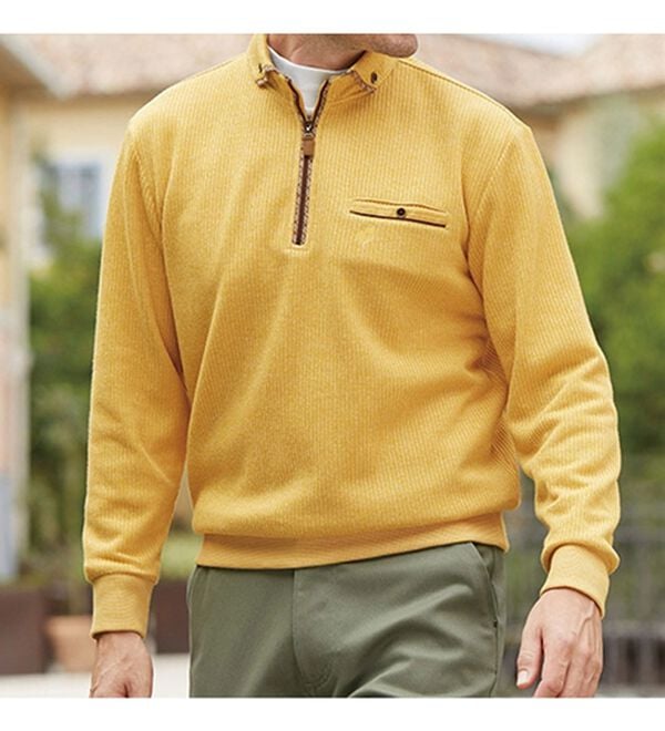 「＜ニコル　モリソン＞衿デザイン杢調トレーナー（メンズトレーナー）」｜詳細画像