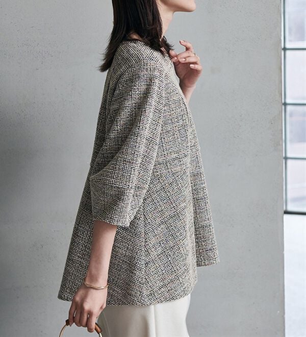 RANAN（ラナン）の「カットツイードペプラムブラウス（カットソー）」｜詳細画像