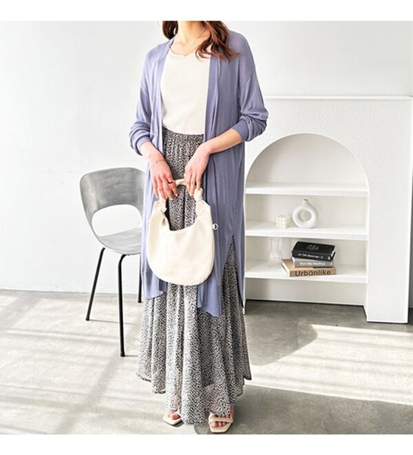 GeeRA（ジーラ）の「【3つの機能付】ロングニットカーディガン（ミディ丈）（ニットカーディガン）」｜詳細画像