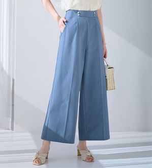 alotta（アロッタ）の「さら楽細見えワイドパンツ（ワイドパンツ・ガウチョ）」｜スモーキーブルー