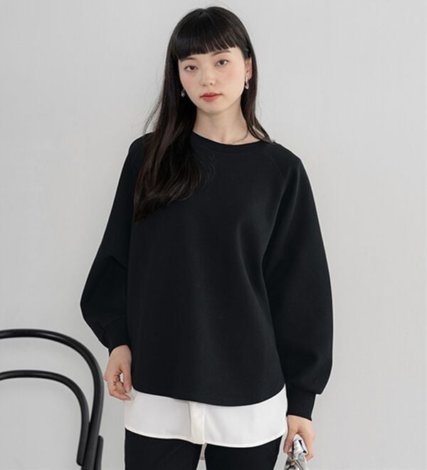 BELLUNA（ベルーナ）の「なめらかタッチ！もっちりん裾ラウンド短丈プルオーバー（カットソー）」｜詳細画像