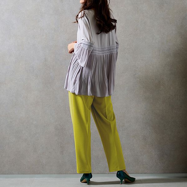 RANAN（ラナン）の「美脚カットジョーゼットタックパンツ（フルレングスパンツ）」｜詳細画像